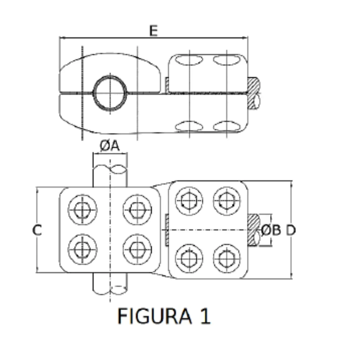 CONECTORES ANTICORONA TUBO-CABLE DERIVACION EN ''T'' F1 T:Ø60MM C:Ø27.1-29.3MM MODELO 350.237 ARAGCU EI1