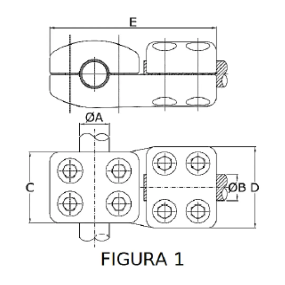 CONECTORES ANTICORONA TUBO-CABLE DERIVACION EN ''T'' F1 T:Ø60MM C:Ø54.8MM MODELO 350.241 ARAGCU EI1