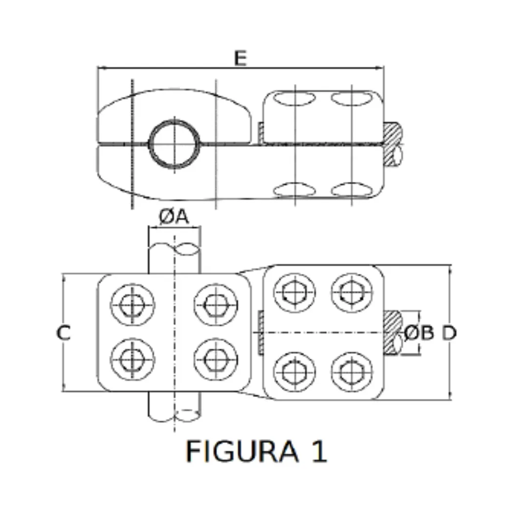 CONECTORES ANTICORONA TUBO-CABLE DERIVACION EN ''T'' F1 T:Ø80MM C:Ø29.4-31.4MM MODELO 350.242 ARAGCU EI