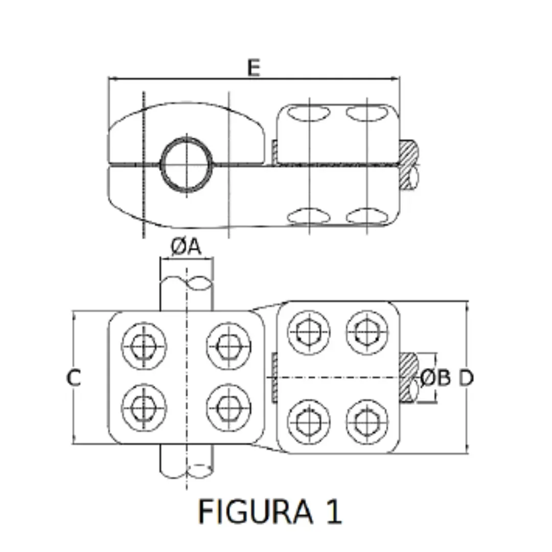CONECTORES ANTICORONA TUBO-CABLE DERIVACION EN ''T'' F1 T:Ø80MM C:Ø35.91MM MODELO 350.243 ARAGCU EI1