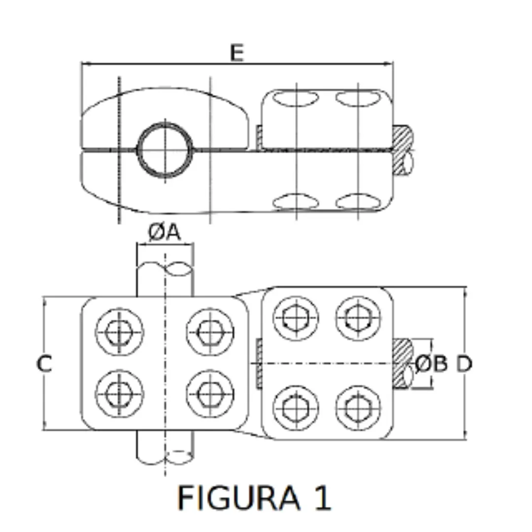 CONECTORES ANTICORONA TUBO-CABLE DERIVACION EN ''T'' F1 T:Ø100MM C:Ø27.1-29.3MM MODELO 350.244 ARAGCU EI