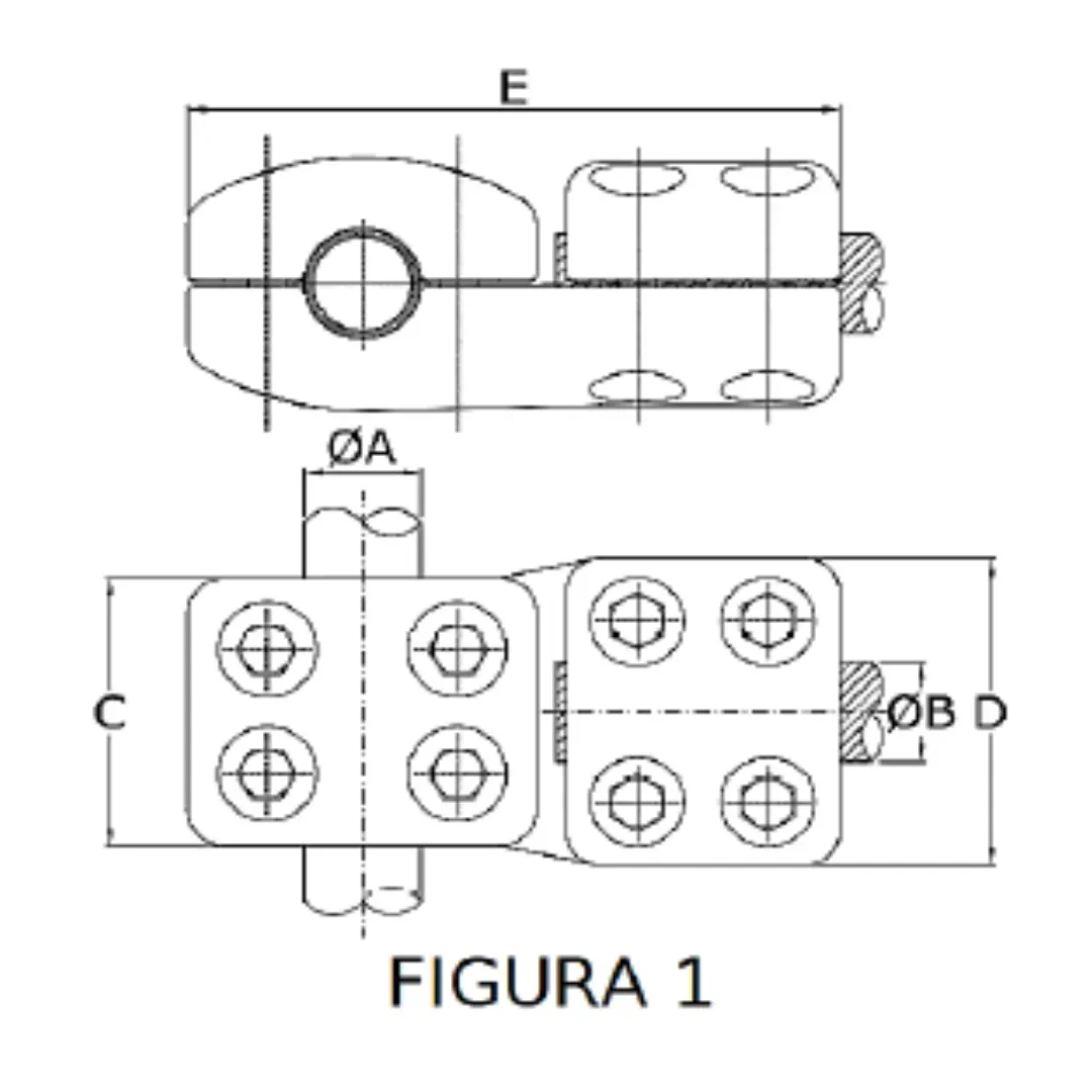 CONECTORES ANTICORONA TUBO-CABLE DERIVACION EN ''T'' F1 T:Ø150MM C:Ø35.91MM MODELO 350.246 ARAGCU EI