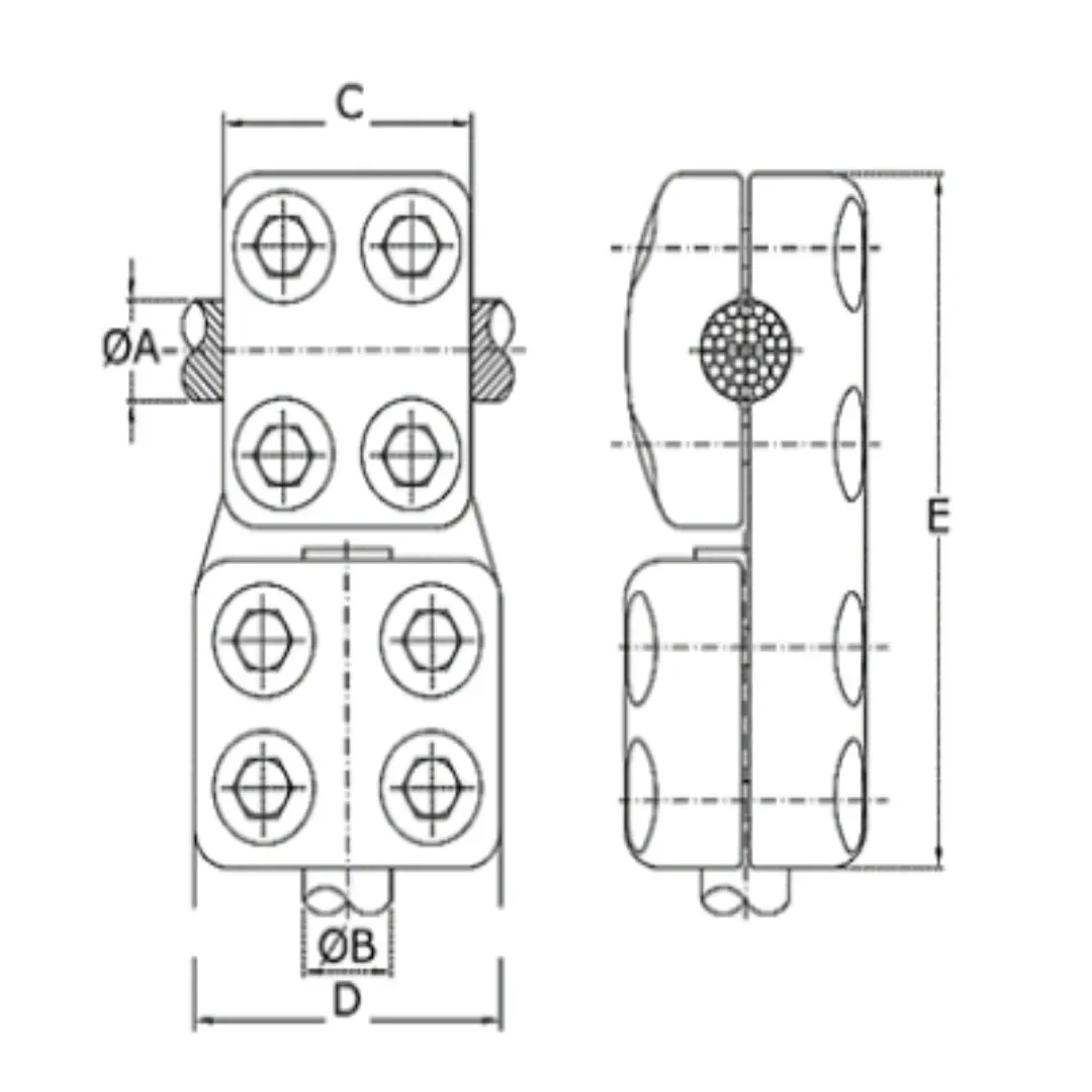 CONECTORES ANTICORONA CABLE-TUBO DERIVACION EN ''T'' T:Ø20MM C:Ø20.3-22.7MM MODELO 350.253 ARAGCU EI