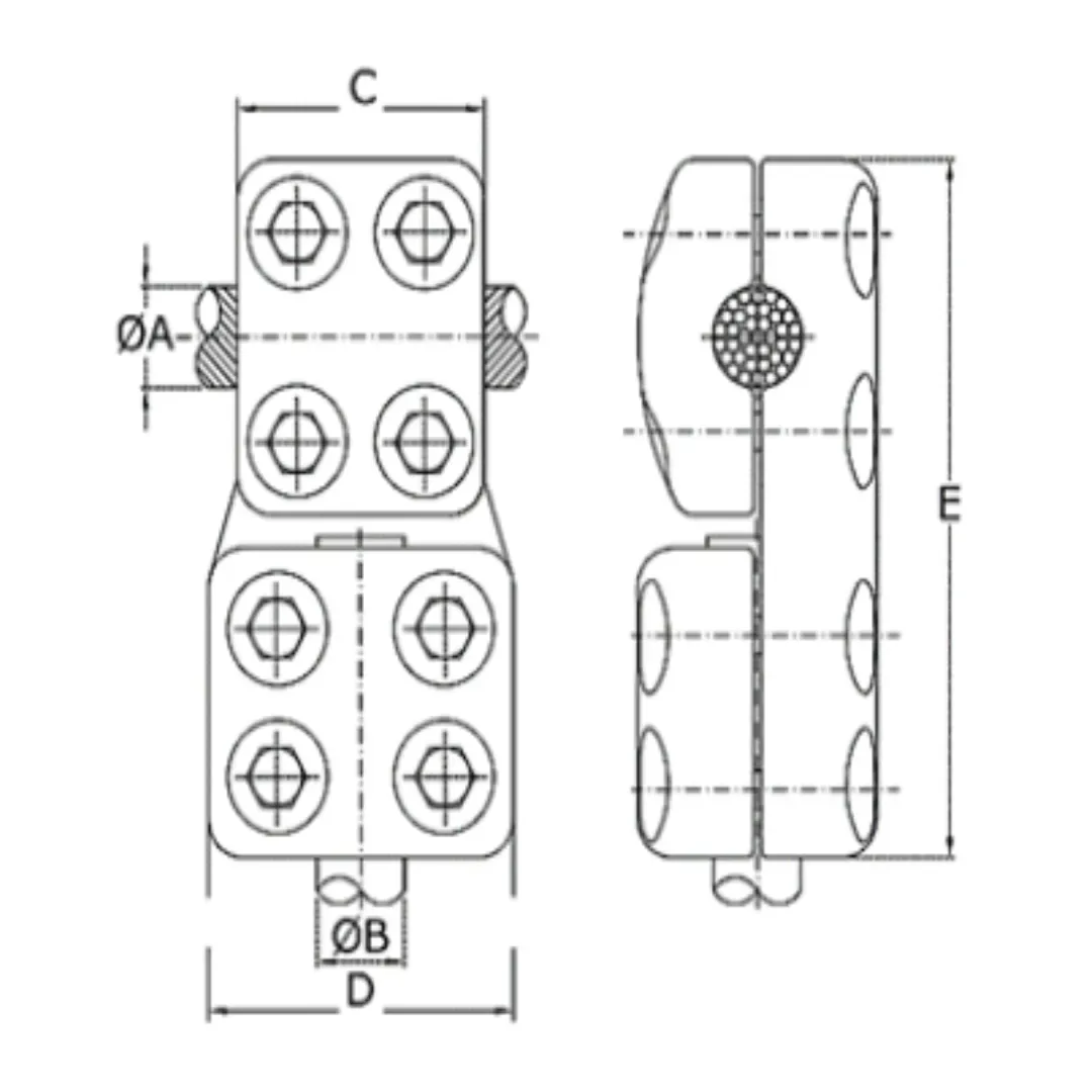 CONECTORES ANTICORONA CABLE-TUBO DERIVACION EN ''T'' T:Ø30MM C:Ø15.8-17.5MM MODELO 350.26 ARAGCU EI1