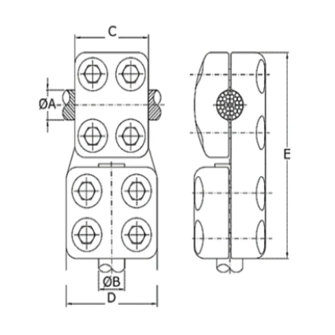 CONECTORES ANTICORONA CABLE-TUBO DERIVACION EN ''T'' T:Ø30MM C:Ø20.3-22.7MM MODELO 350.261 ARAGCU EI1