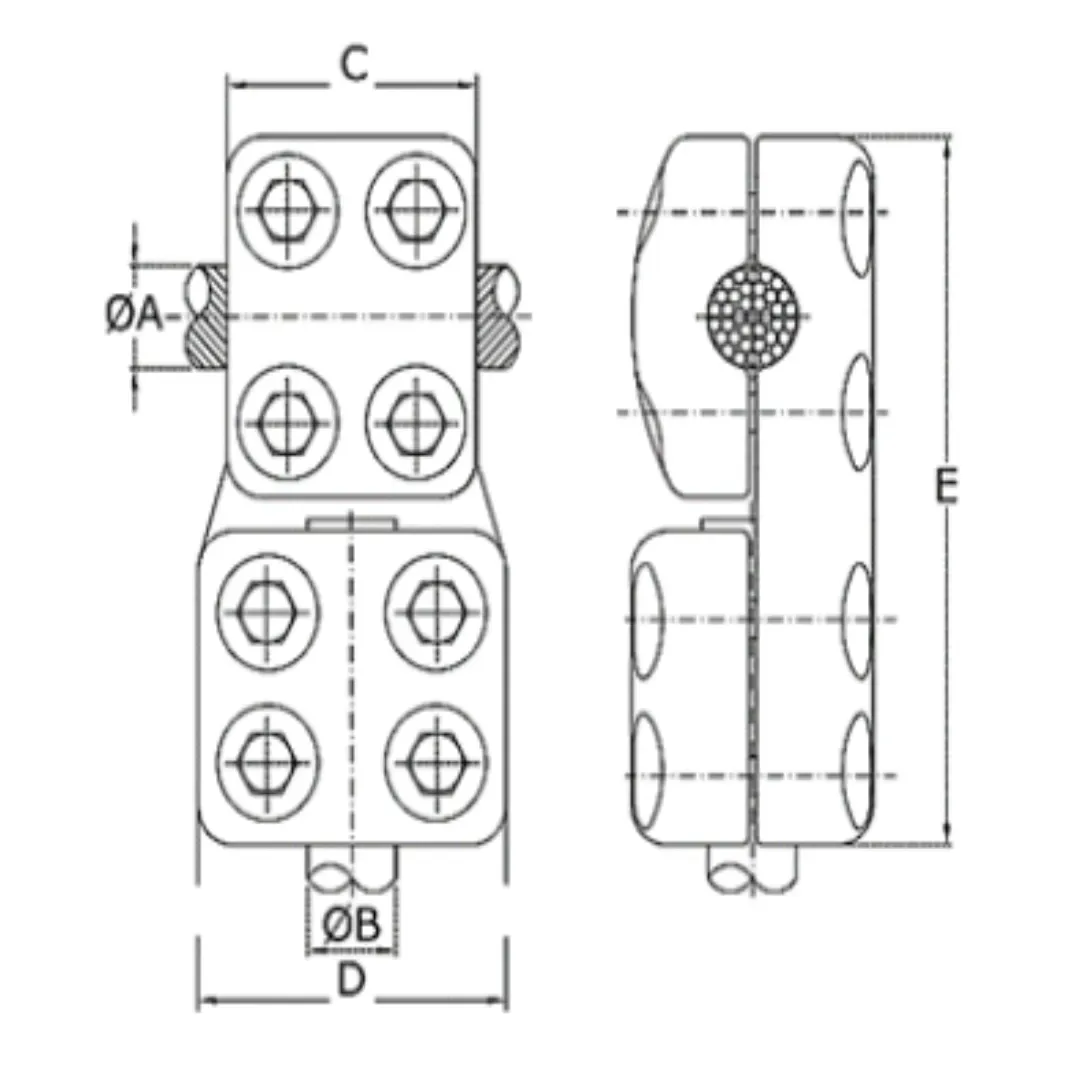 CONECTORES ANTICORONA CABLE-TUBO DERIVACION EN ''T'' T:Ø30MM C:Ø27.1-29.3MM MODELO 350.263 ARAGCU EI1