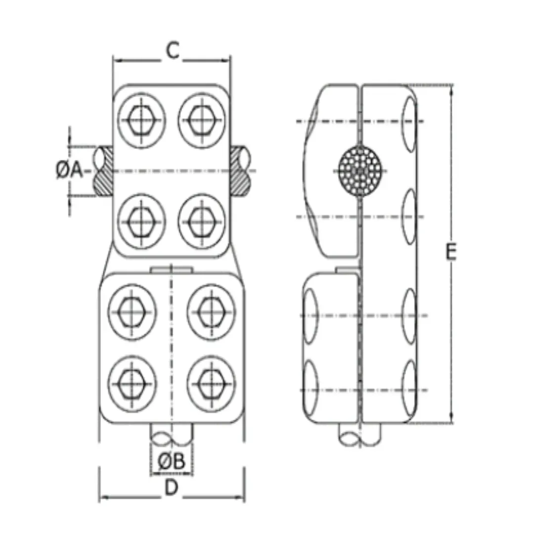 CONECTORES ANTICORONA CABLE-TUBO DERIVACION EN ''T'' T:Ø40MM C:Ø27.1-29.3MM MODELO 350.271 ARAGCU EI