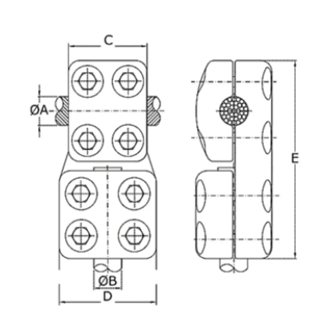 CONECTORES ANTICORONA CABLE-TUBO DERIVACION EN ''T'' T:Ø50MM C:Ø27.1-29.3MM MODELO 350.286 ARAGCU EI1