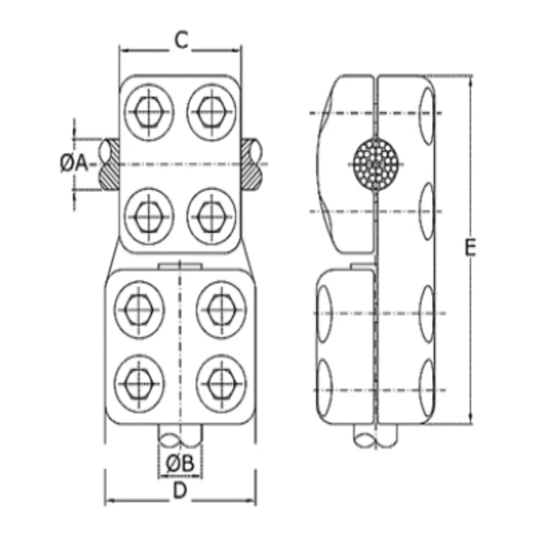 CONECTORES ANTICORONA CABLE-TUBO DERIVACION EN ''T'' T:Ø60MM C:Ø20.3-22.7MM MODELO 350.289 ARAGCU EI1