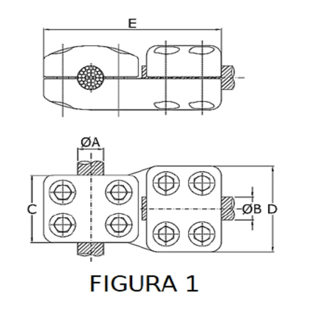 CONECTORES ANTICORONA CABLE-CABLE DERIVACION EN ''T'' F1 P:Ø20.3-22.7MM D:Ø32.6-36MM MODELO 350.522 ARAGCU EI