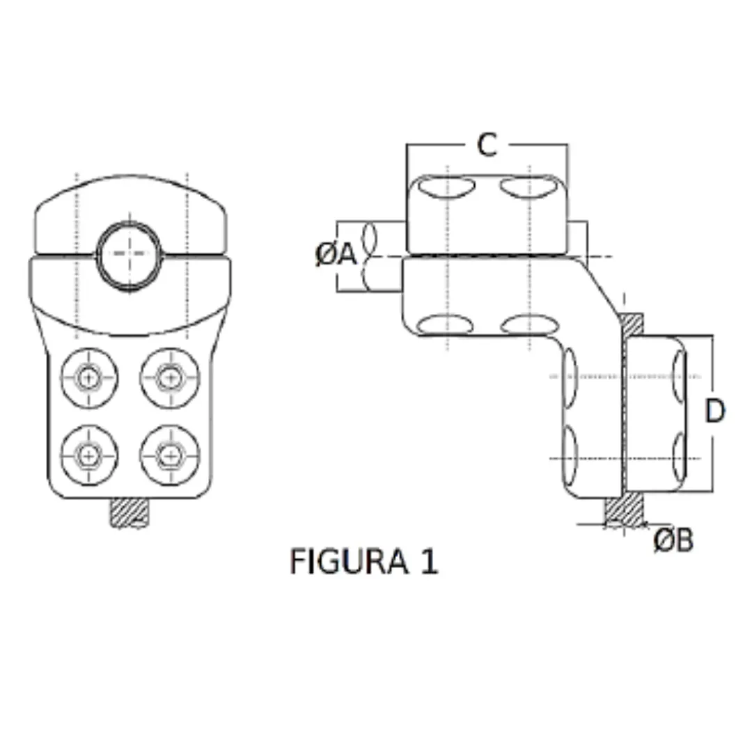 CONECTORES ANTICORONA TUBO-CABLE ACODADO 90° F1 T:Ø40MM C:Ø32.6-36.0MM MODELO 350.822 ARAGCU EI