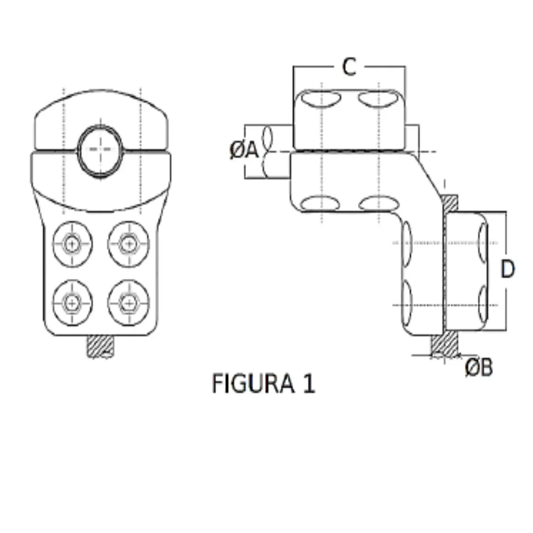 CONECTORES ANTICORONA TUBO-CABLE ACODADO 90° F1 T:Ø55MM C:Ø32-36MM MODELO 350.831 ARAGCU EI
