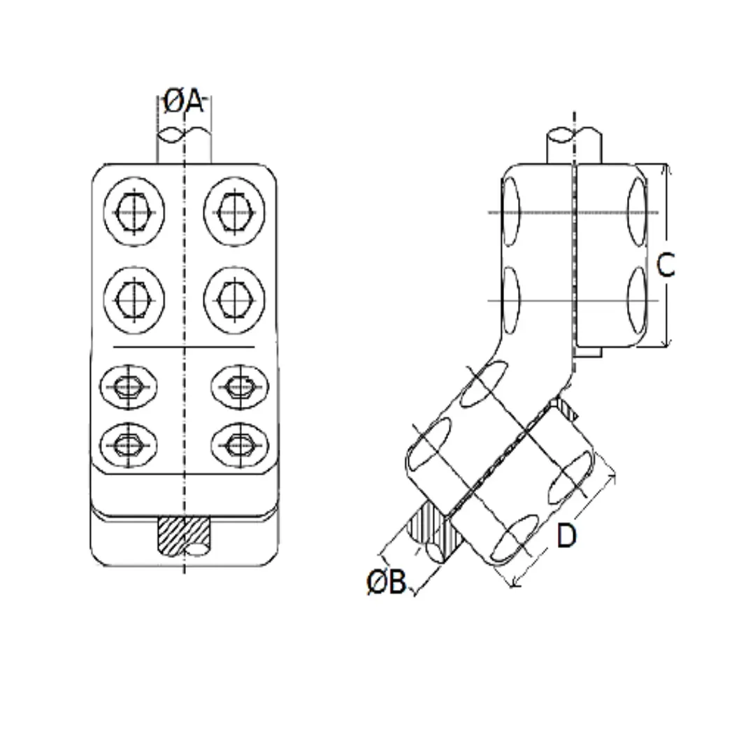 CONECTORES ANTICORONA TUBO-CABLE ACODADO 45° T:Ø30MM C:Ø12.6-14.6MM MODELO 350.959 ARAGCU EI1
