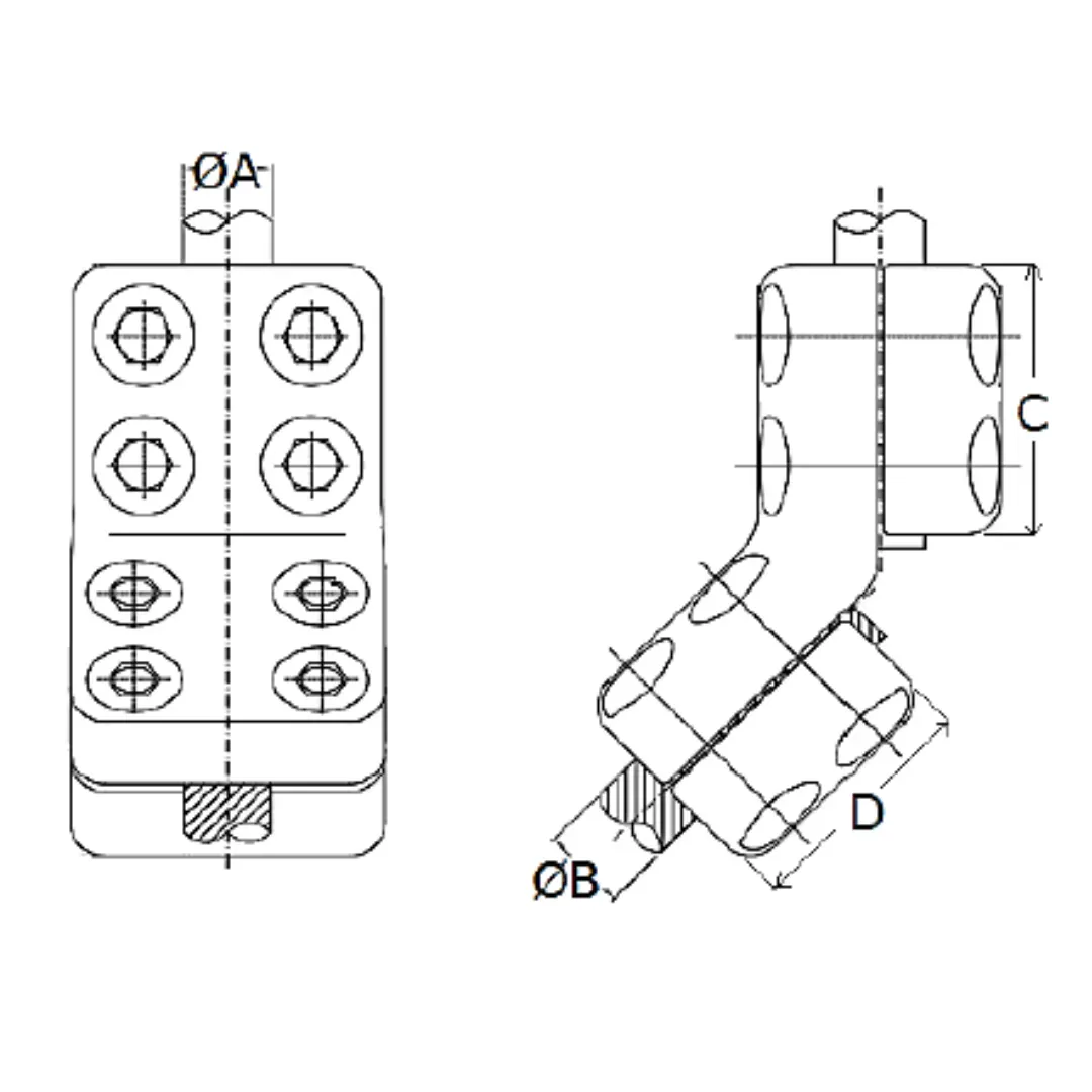 CONECTORES ANTICORONA TUBO-CABLE ACODADO 45° T:Ø30MM C:Ø23.7MM MODELO 350.963 ARAGCU EI1