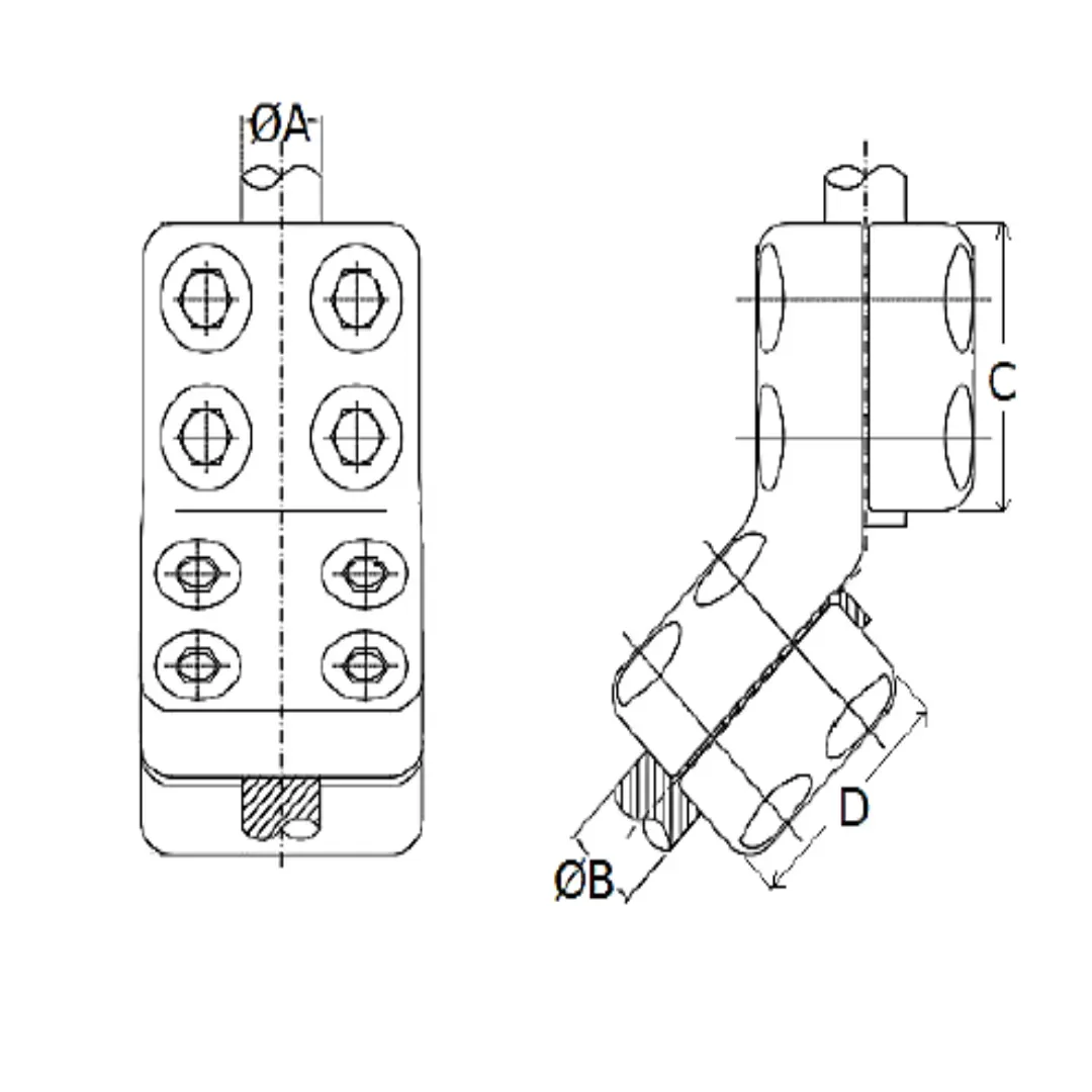 CONECTORES ANTICORONA TUBO-CABLE ACODADO 45° T:Ø40MM C:Ø20.3-22.7MM MODELO 350.969 ARAGCU EI1