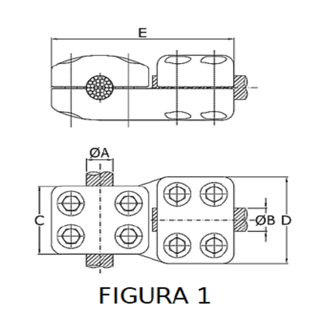 CONECTORES ANTICORONA CABLE-CABLE DERIVACION EN ''T'' F1 P:Ø20.3-22.7MM D:Ø22.63-25.16MM MODELO 350.1701 ARAGCU EI