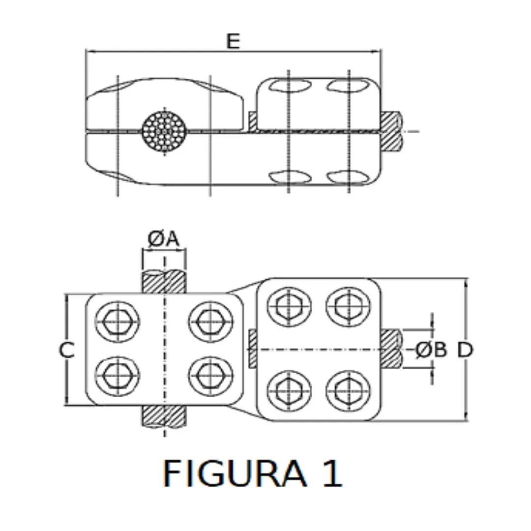 CONECTORES ANTICORONA CABLE-CABLE DERIVACION EN ''T'' F1 P:Ø41.1-45.3MM D:Ø20.3-22.7MM MODELO 350.2003 ARAGCU EI1