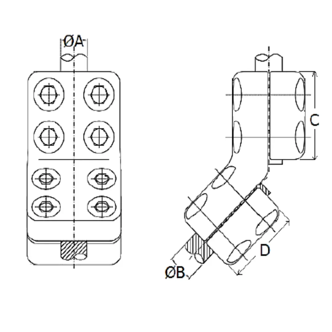 CONECTORES ANTICORONA TUBO-CABLE ACODADO 45° T:Ø30MM C:Ø27.1-29.2MM MODELO 350.9631 ARAGCU EI