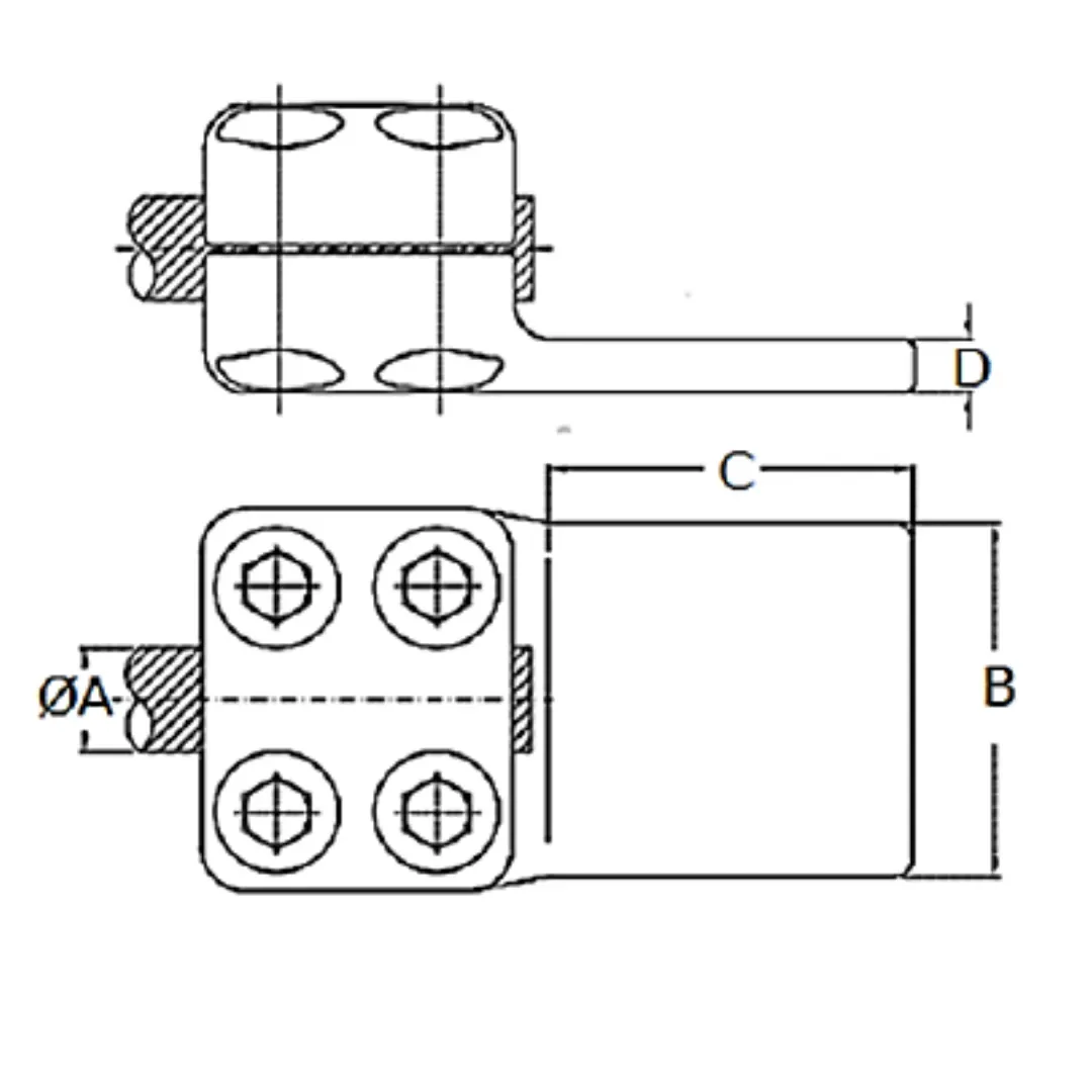 CONECTORES ANTICORONA RECTO CABLE-PLATINA F1 C:Ø35.91MM P:60X60MM MODELO 351.147 ARAGCU EI1