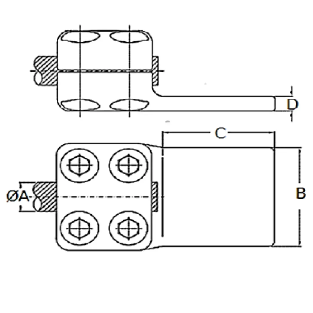 CONECTORES ANTICORONA RECTO CABLE-PLATINA F1 C:Ø35.91MM P:100X100MM MODELO 351.149 ARAGCU EI