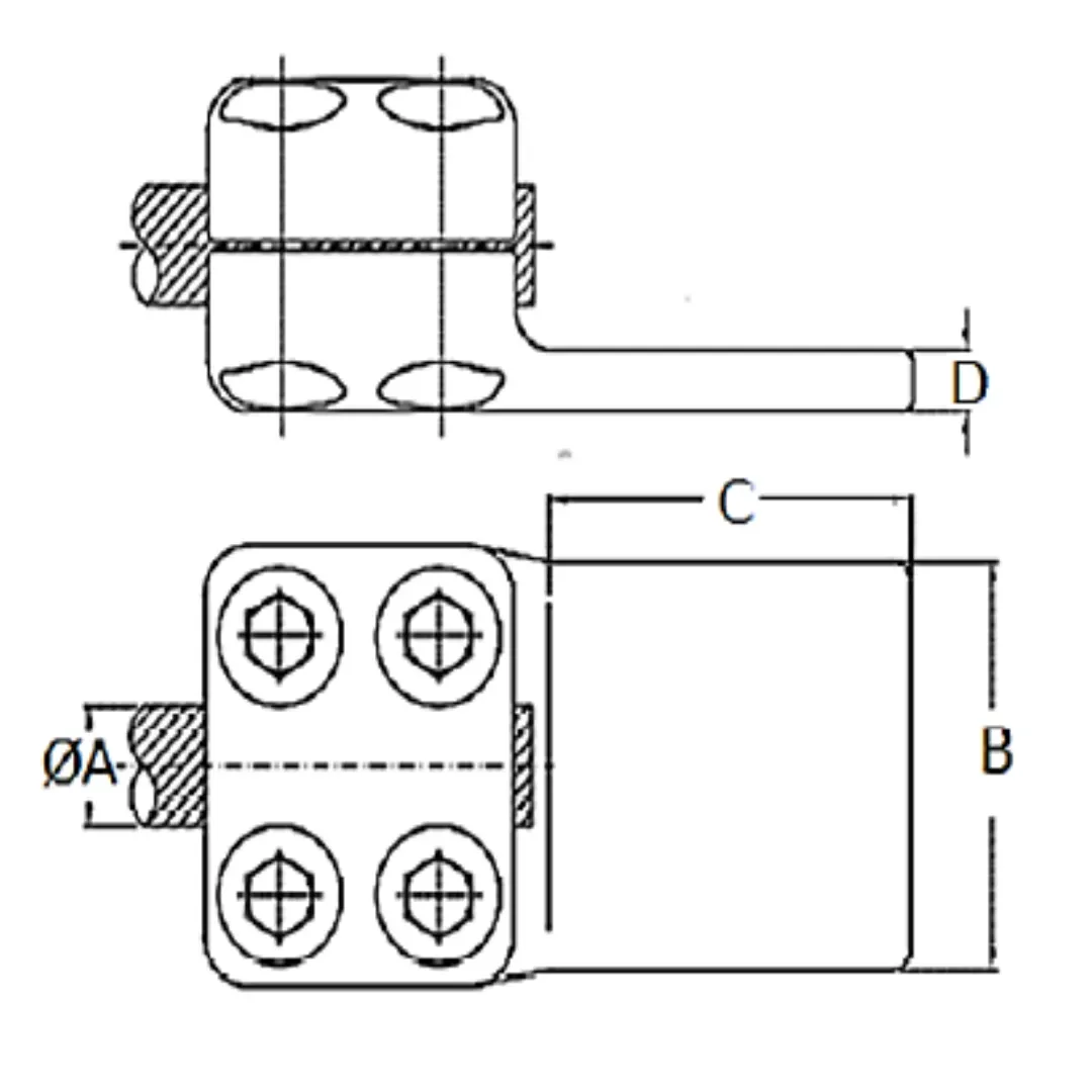 CONECTORES ANTICORONA RECTO CABLE-PLATINA F1 C:Ø20.3-22, 7MM P:100x100MM MODELO 351.161 ARAGCU EI1