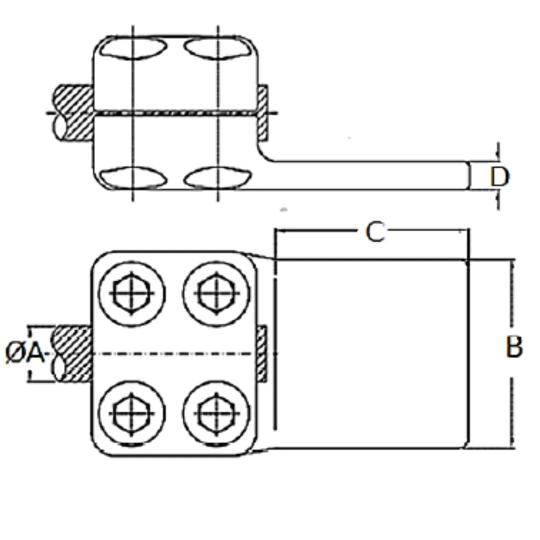 CONECTORES ANTICORONA RECTO CABLE-PLATINA F1 C:Ø24.4-26.2MM P:60x100MM MODELO 351.162.60 ARAGCU EI1