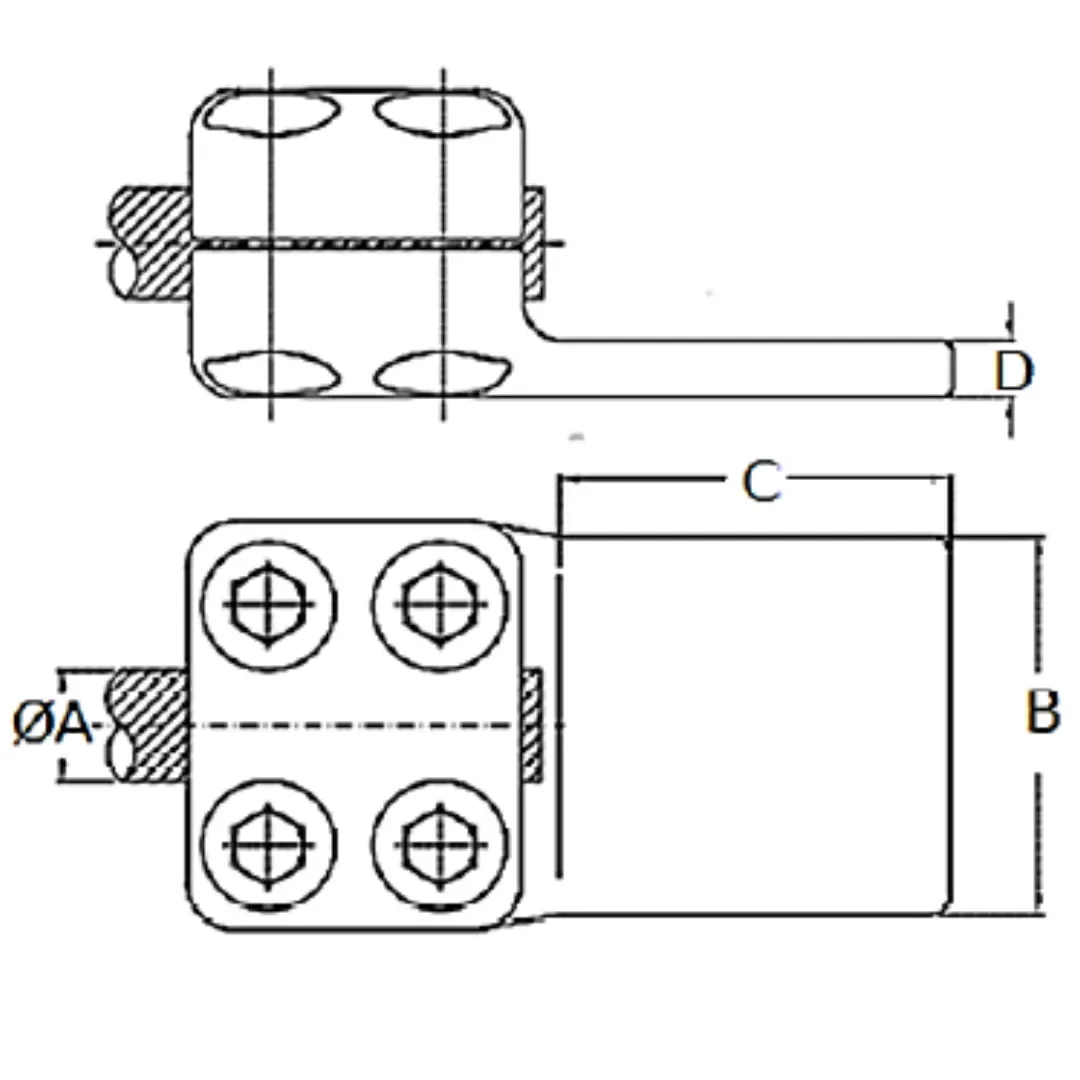CONECTORES ANTICORONA RECTO CABLE-PLATINA F1 C:Ø27.1-29.3MM P:100x100MM MODELO 351.163 ARAGCU EI1