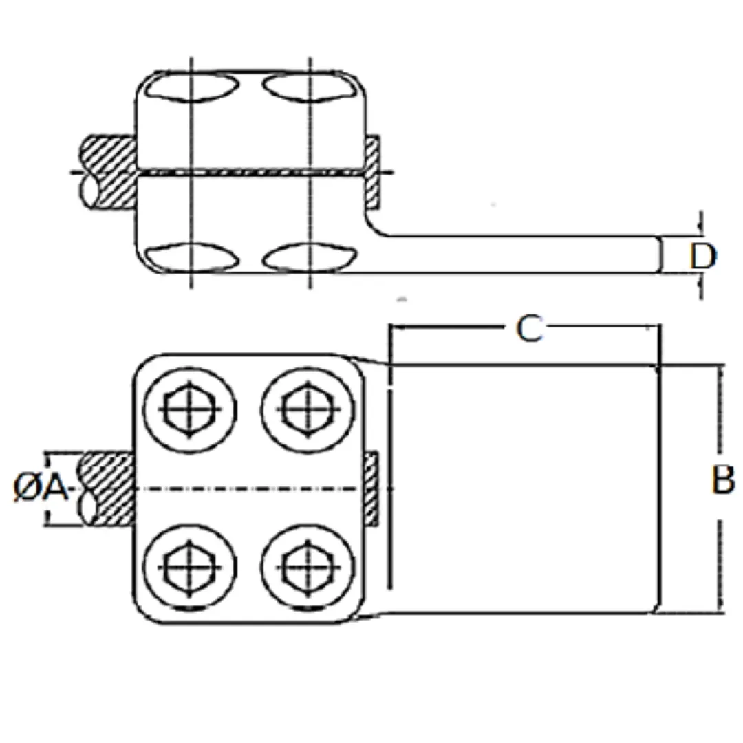 CONECTORES ANTICORONA RECTO CABLE-PLATINA F1 C:Ø32.6-36MM P:100x100MM MODELO 351.164 ARAGCU EI1