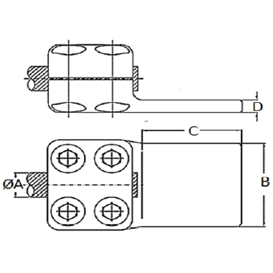 CONECTORES ANTICORONA RECTO CABLE-PLATINA F1 C:Ø29.4-31.4MM P:100x120MM MODELO 351.165 ARAGCU EI1