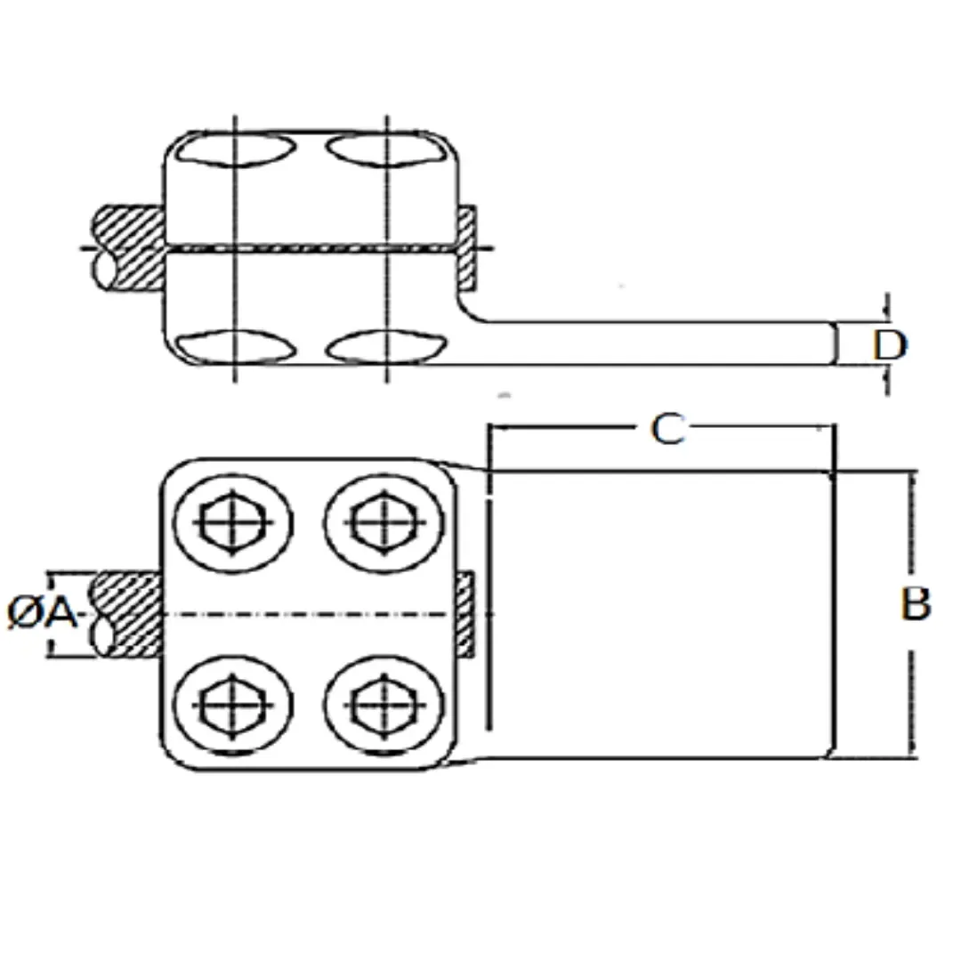 CONECTORES ANTICORONA RECTO CABLE-PLATINA F1 C:Ø41.1-45.3MM P:100x100MM MODELO 351.166 ARAGCU EI1