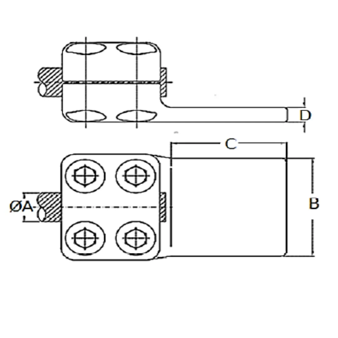 CONECTORES ANTICORONA RECTO CABLE-PLATINA F1 C:Ø20.3-22.7MM P:125x125MM MODELO 351.169 ARAGCU EI1