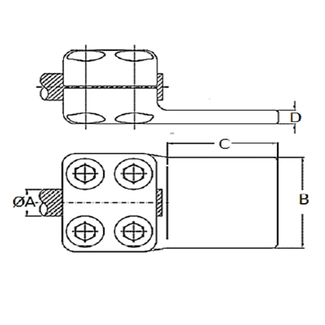 CONECTORES ANTICORONA RECTO CABLE-PLATINA F1 C:Ø32.6-36.0MM P:125x125MM MODELO 351.172 ARAGCU EI1