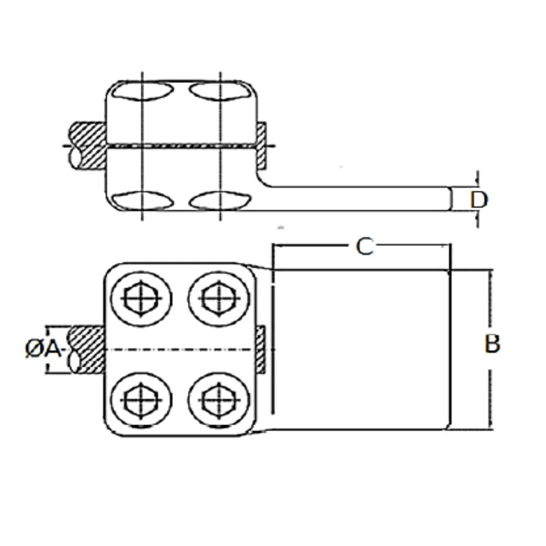 CONECTORES ANTICORONA RECTO CABLE-PLATINA F1 C:Ø41.36-46.31MM P:125x125MM MODELO 351.176 ARAGCU EI1