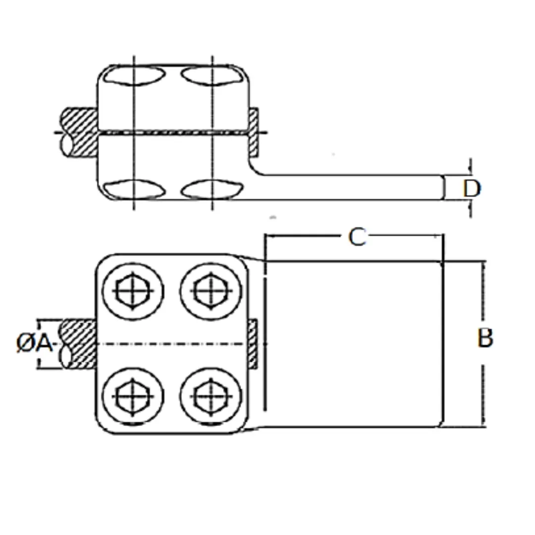 CONECTORES ANTICORONA RECTO CABLE-PLATINA F1 C:Ø41.36-46.31MM P:100x125MM MODELO 351.178 ARAGCU EI1