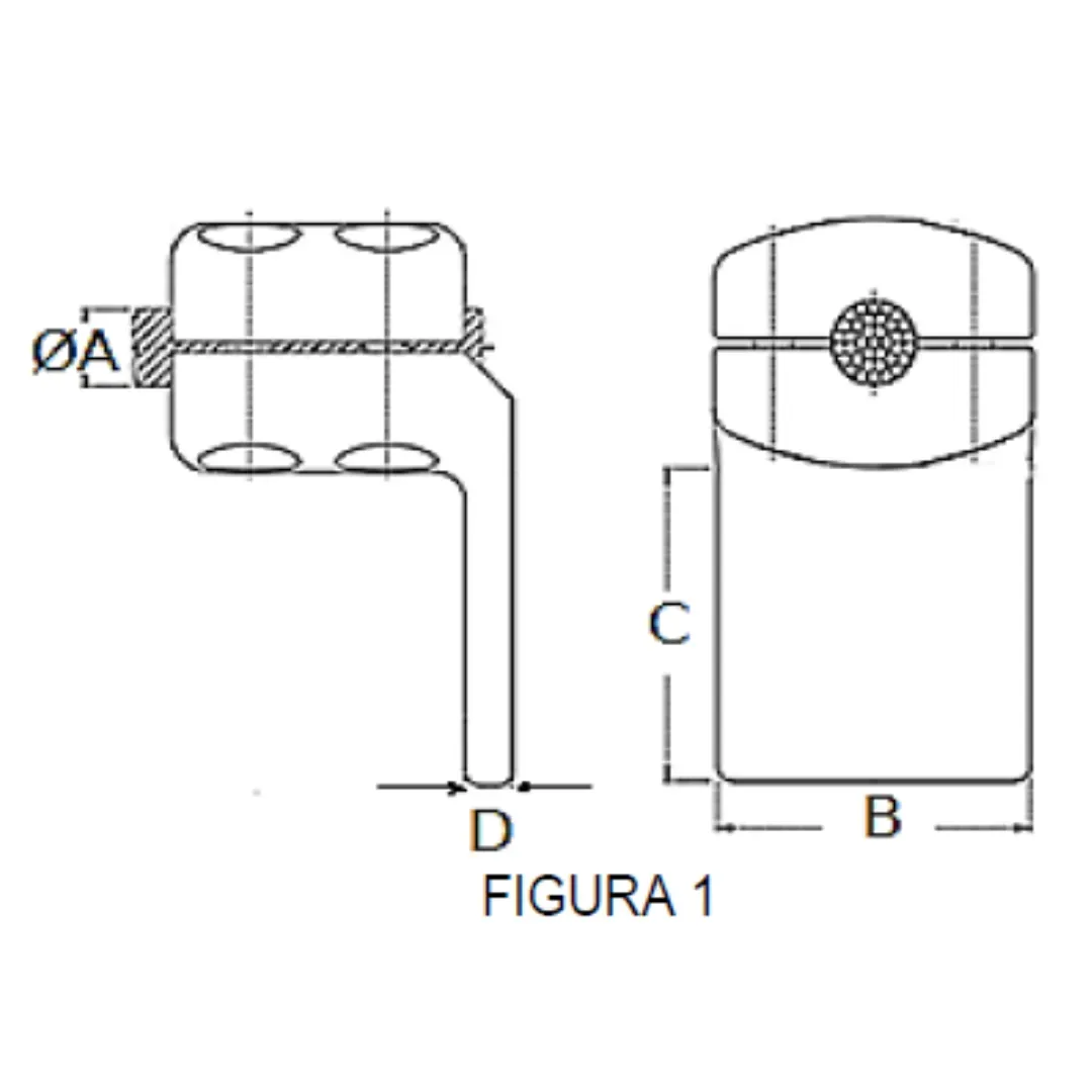 CONECTORES ANTICORONA CABLE-PLATINA ACODADO 90° F1 C:Ø12.5-14.6MM P:80x80MM MODELO 351.201 ARAGCU EI
