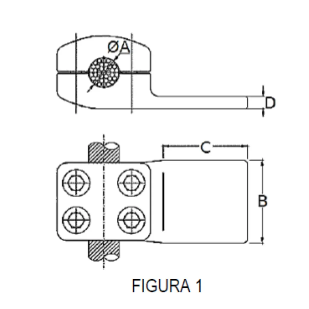 CONECTORES CABLE-PLATINA DERIVACION EN ''T'' F1 C:Ø15.8-17.5MM P:100x100MM MODELO 351.46 ARAGCU EI1