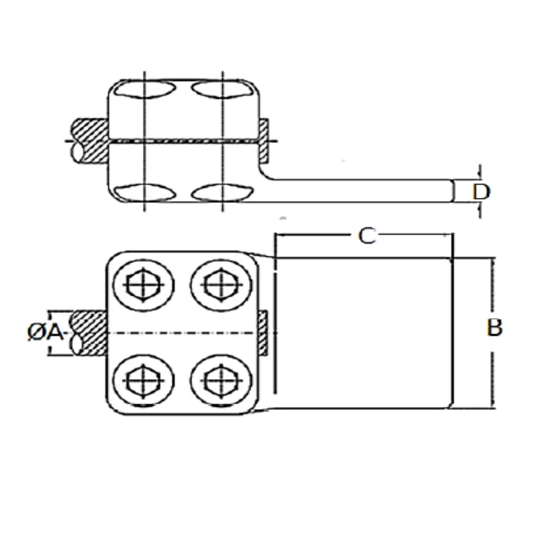 CONECTORES ANTICORONA RECTO CABLE-PLATINA F1 C:Ø15.8-17.5MM P:100x100MM MODELO 351.1601 ARAGCU EI