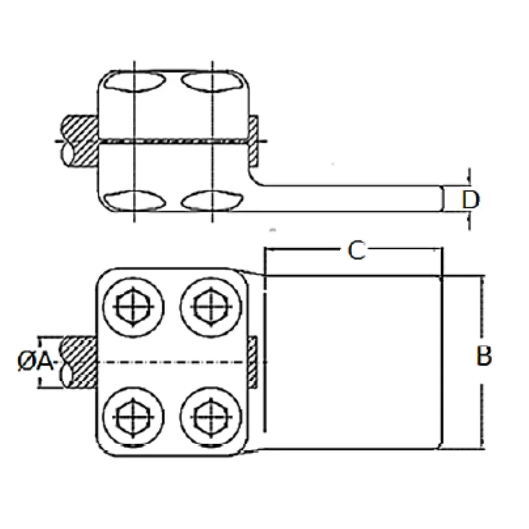 CONECTORES ANTICORONA RECTO CABLE-PLATINA F1 C:Ø22.7-25.2MM P:40x40MM MODELO 351.1621 ARAGCU EI