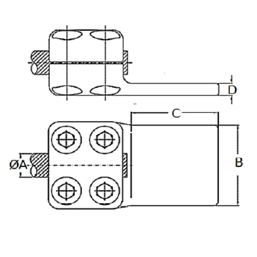 CONECTORES ANTICORONA RECTO CABLE-PLATINA F1 C:Ø24.4-26.1MM P:80x60MM MODELO 351.1781 ARAGCU EI1