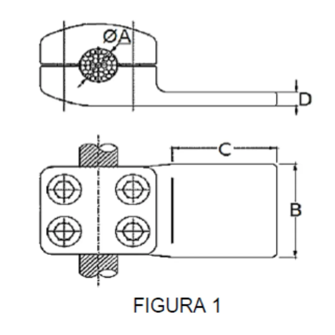 CONECTORES CABLE-PLATINA DERIVACION EN ''T'' F1 C:Ø35.91MM P:80x80MM MODELO 351.4607 ARAGCU EI1