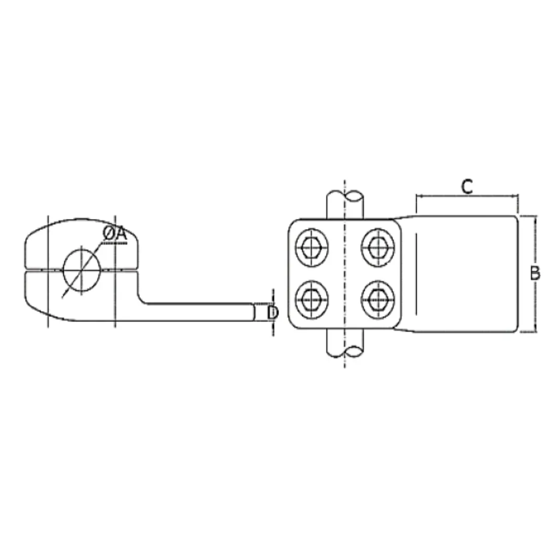 CONECTORES ANTICORONA TUBO-PLATINA DERIVACION EN ''T'' T:Ø100MM P:100x100MM MODELO 352.761 ARAGCU EI1