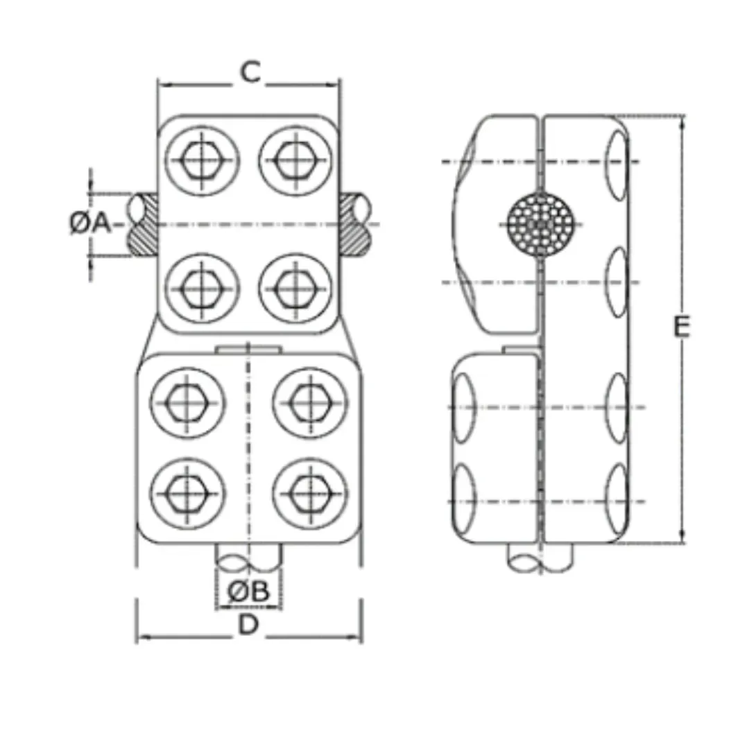 CONECTORES ANTICORONA CABLE-TUBO DERIVACION EN ''T'' T:Ø12MM C:Ø12.5-14.6MM MODELO 353.053R ARAGCU EI