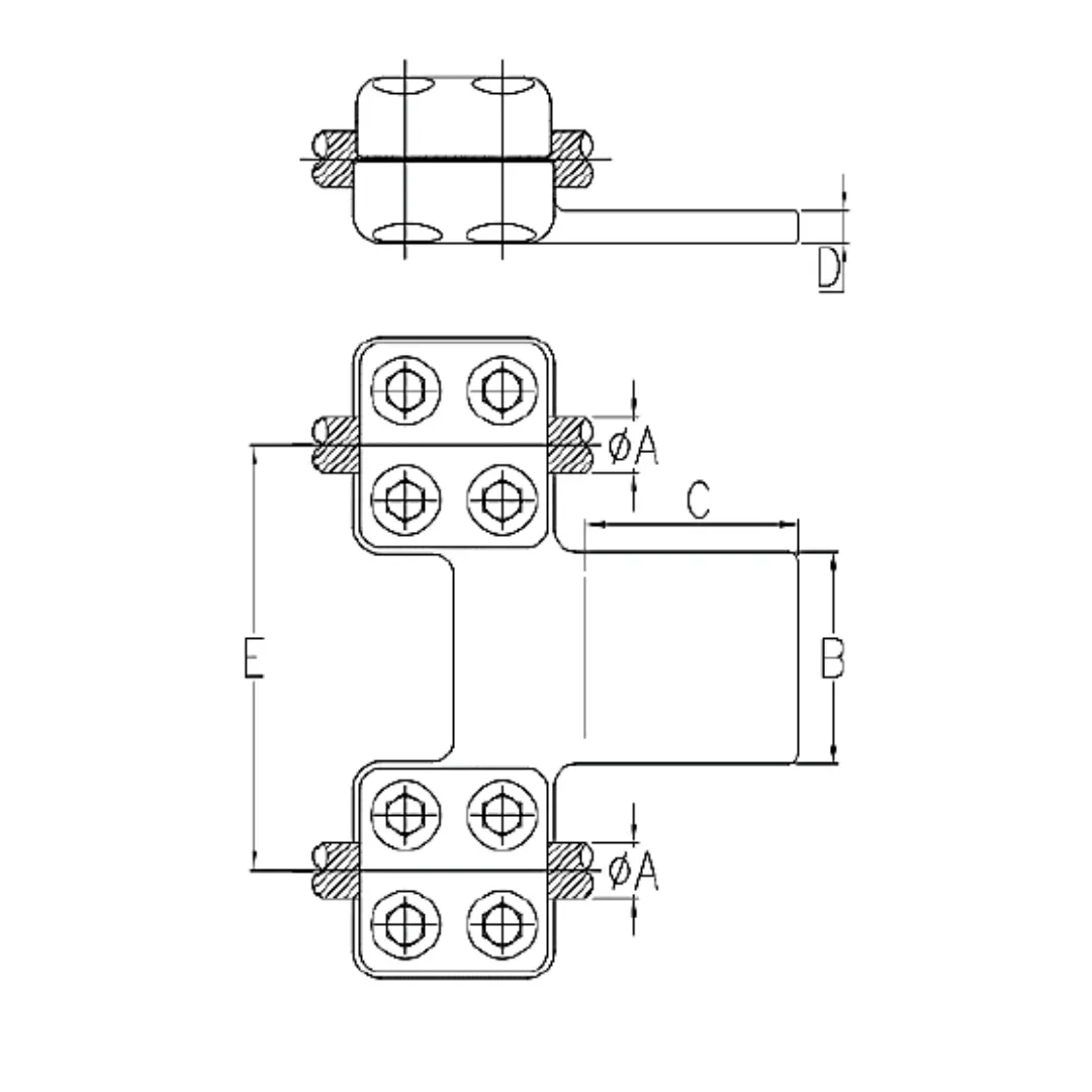 CONECTORES ANTICORONA RECTO CABLE DUPLEX A PLATINA F1 C:Ø27.1-29.2MM P:100x100x15MM MODELO 361.263 ARAGCU EI