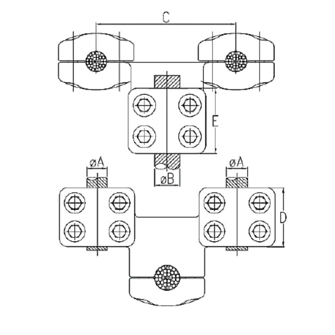 CONECTORES ANTICORONA CABLE DUPLEX A CABLE ACODADO 90° P:Ø12.5-14.6MM D:Ø20.3-22.6MM MODELO 361.312 ARAGCU EI1