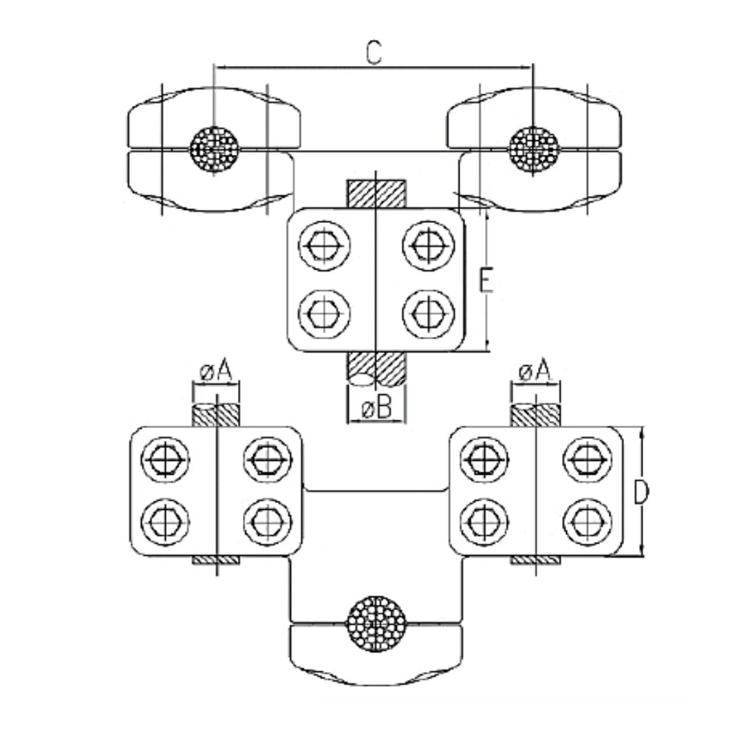 CONECTORES ANTICORONA CABLE DUPLEX A CABLE ACODADO 90° P:Ø20.3-22.6MM D:Ø20.3-22.6MM MODELO 361.419C ARAGCU EI