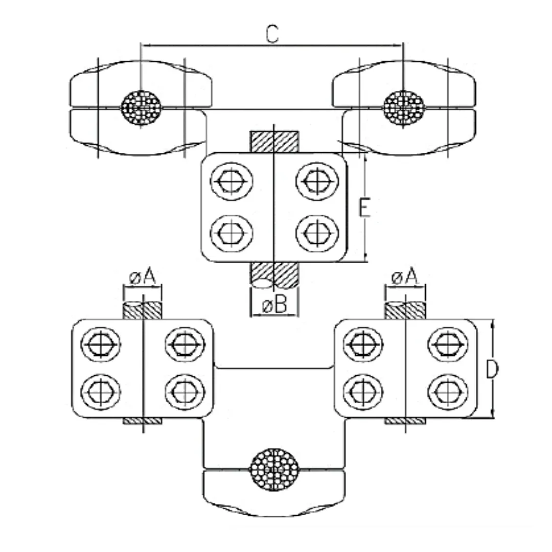 CONECTORES ANTICORONA CABLE DUPLEX A CABLE ACODADO 90° P:Ø27-30MM D:Ø27-30MM MODELO 361.422 ARAGCU EI1