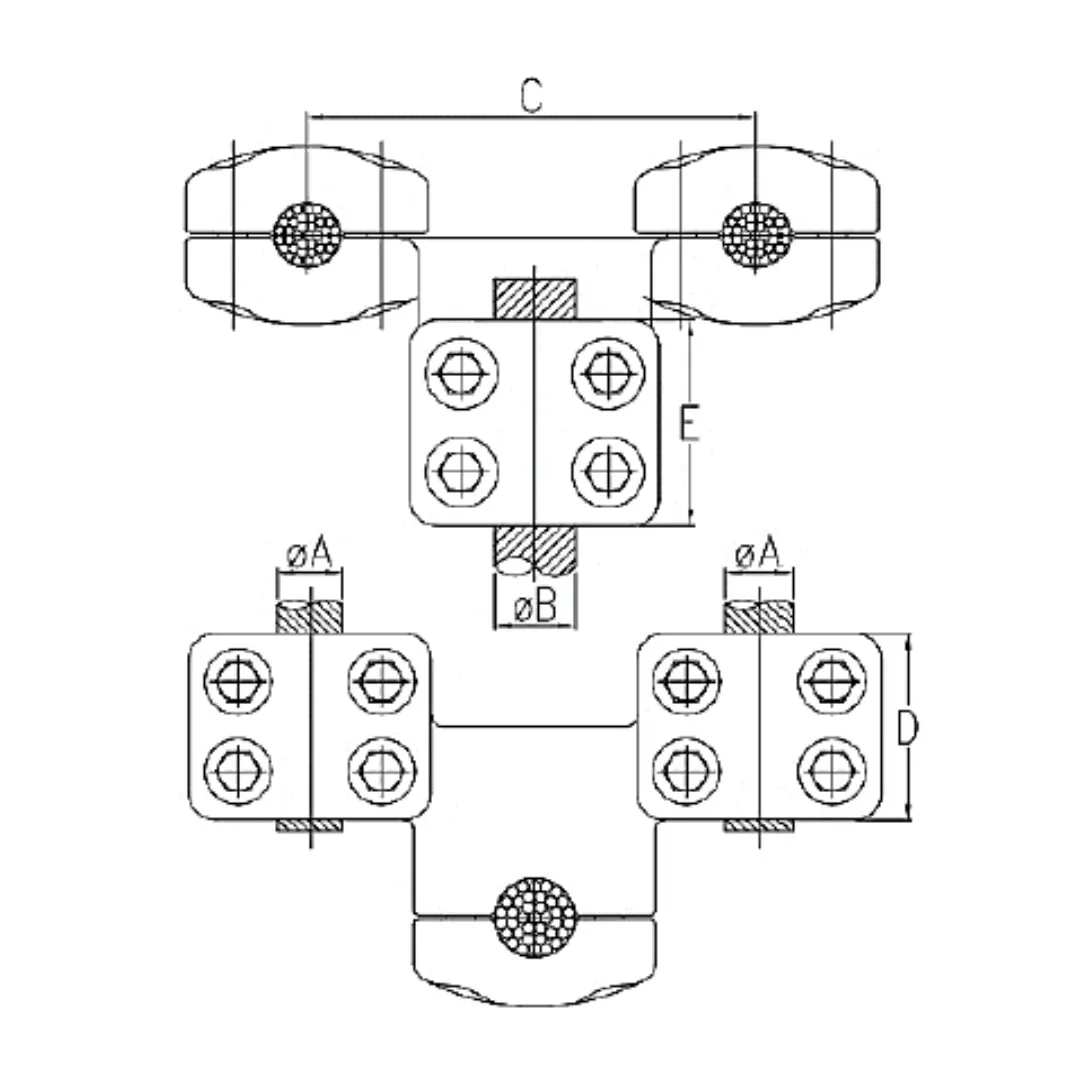 CONECTORES ANTICORONA CABLE DUPLEX A CABLE ACODADO 90° P:Ø20.3-22.6MM D:Ø41.1-45.3MM MODELO 361.424A ARAGCU EI