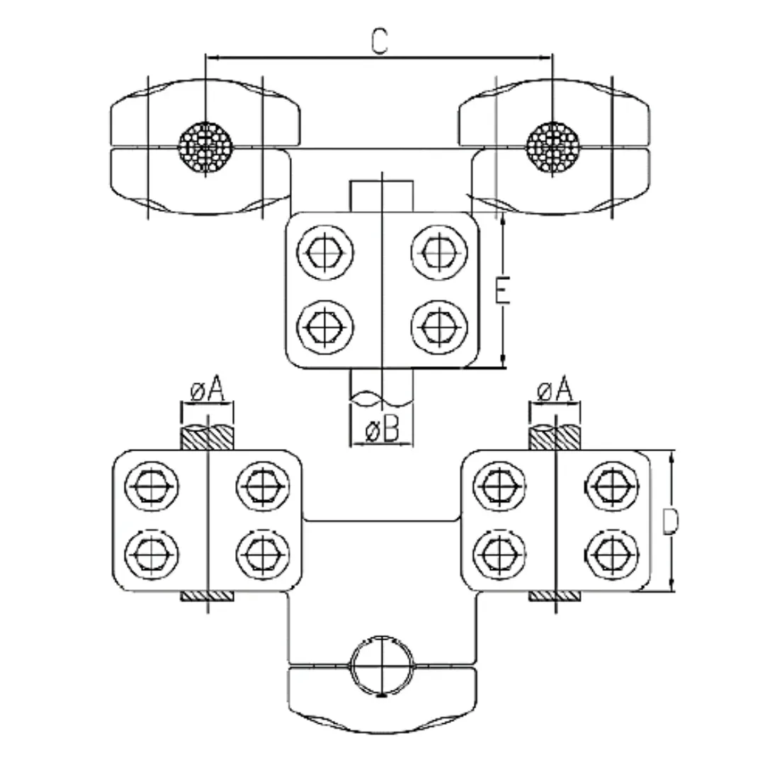 CONECTORES ANTICORONA CABLE DUPLEX A TUBO ACODADO 90° F1 P:Ø27-30MM D:Ø40MM MODELO 361.533 ARAGCU EI1