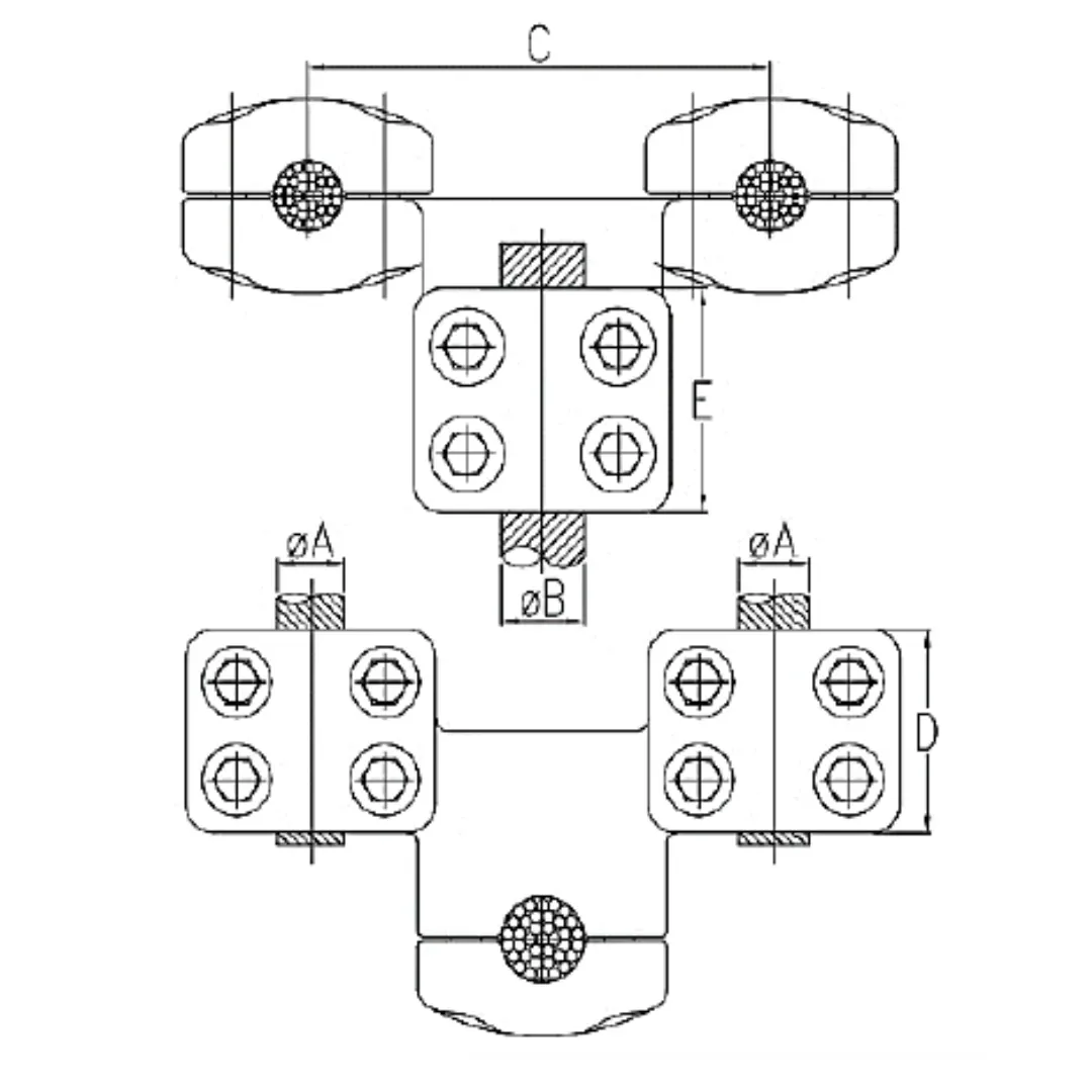 CONECTORES ANTICORONA CABLE DUPLEX A CABLE ACODADO 90° P:Ø32.6-36MM D:Ø32.6-36MM MODELO 361.546 ARAGCU EI