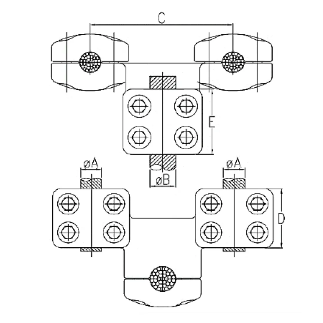 CONECTORES ANTICORONA CABLE DUPLEX A CABLE ACODADO 90° P:Ø24.4-26.2MM D:Ø41.1-45.3MM MODELO 361.4504-457 ARAGCU EI